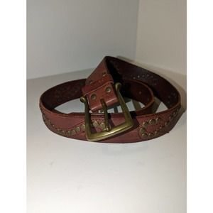 Linea Pelle Women's‎ Belt Handmade M Leather Vintage Brass Buckle